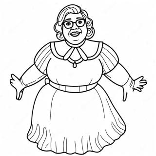 Rolig Madea i klänning målarbild | Madea målarbild