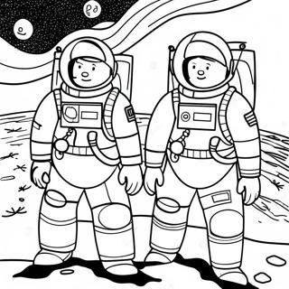 Apollo 11 Astronauter på Månen Målarbok | Apollo 11 målarbild