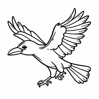 Majestätisk korp i flykt färgläggningssida | Korp målarbild