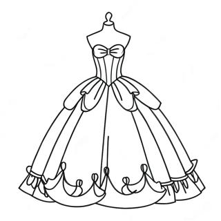 Elegant ballgown färgläggningssida | Vacker Klänning Ball Gown målarbild