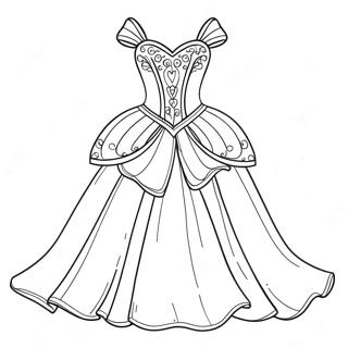 Glittrande prinsessklänning färgläggningssida | Vacker Klänning Ball Gown målarbild