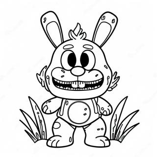Skrämmande vårfälla karaktär färgläggningssida | Spring Trap målarbild