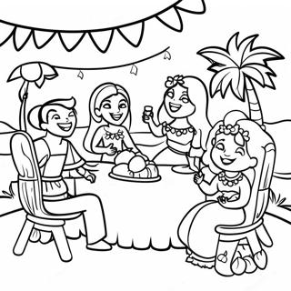 Luau festscen färgläggningssida | Luau målarbild
