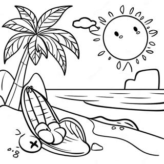 Tropisk strand luau färgläggningssida | Luau målarbild