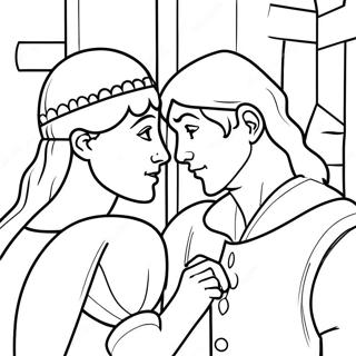 Romeo och Julia klassisk scen färgläggningssida | Romeo och Julia målarbild