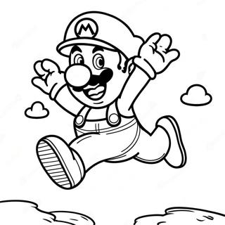 Färgglad Mario hoppar färgläggningssida | Super Mario 3D Värld målarbild