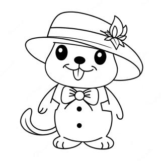 Söt Tuxedo Sam med Hatt Målarbild | Tuxedo Sam målarbild