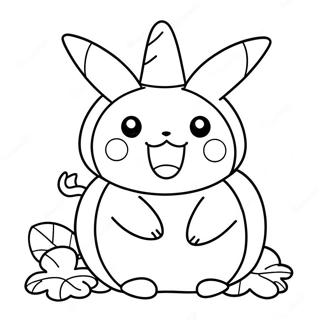 Söt Pikachu i Pumpa Kostym Målarbild | Pokemon Halloween målarbild