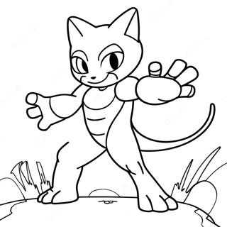 Mewtwo i Stridsställning Färgläggningssida | Mewtwo målarbild
