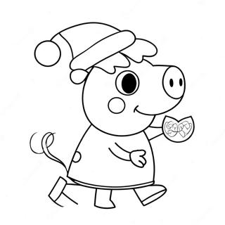 Peppa Pig med Tomteluva Målarbild | Peppa Pig Jul målarbild