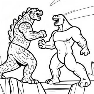 Godzilla vs Kong Episk Strid Målarbild | Godzilla vs Kong målarbild