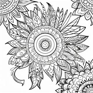 Färgglad Fjäder Mandala Målarbild | Fjäder målarbild