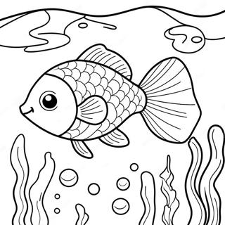 Guldfisk simmande i ett färgglatt akvarium färgläggningssida | Guld fisk målarbild