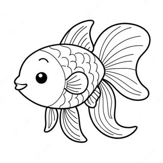Söt tecknad guldfisk färgläggningssida | Guld fisk målarbild