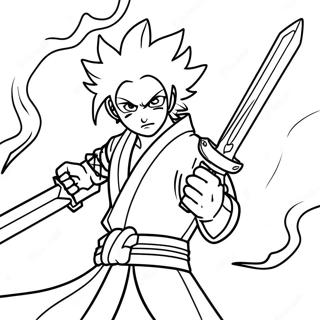 Rengoku med flammande svärd färgläggningssida | Rengoku målarbild