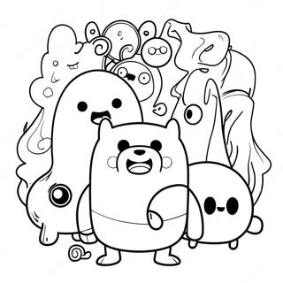 Färgläggningssida med Adventure Time-karaktärer | Tecknad nätverk målarbild
