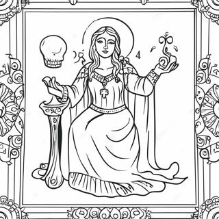 Färgläggningssida med tarotkort | Tarotkort målarbild