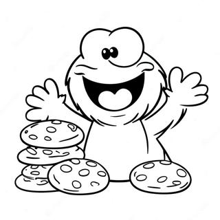 Glad Kakmonster med Kakor Färgläggningssida | Kakmonster målarbild