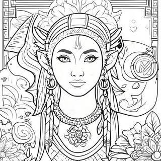 Avatar element och symboler färgläggningssida | Avatar målarbild