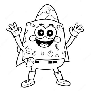 Spongebob i en Spooky Kostym Färgläggningssida | Halloween Spongebob målarbild