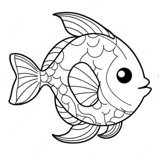 Söt fisk simmar färgläggningssida | Fiske målarbild