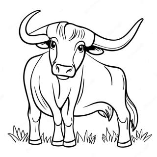 Texas Longhorn tjur färgläggningssida | Texas målarbild