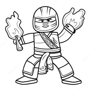 Kai Ninjago med eldkrafter färgläggningssida | Kai Ninjago målarbild