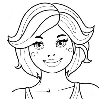 Chica med färgglatt hår färgläggningssida | Chica målarbild