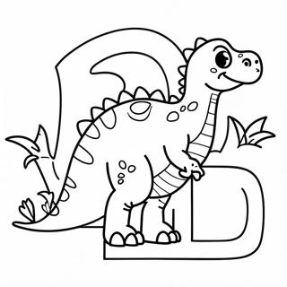 Dinosaurie Temat Brev D Målarbok | Bokstav D målarbild