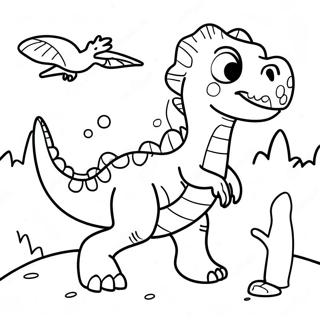 Dinosaurieäventyr Målarbild | Dinosaurblad Äventyr målarbild