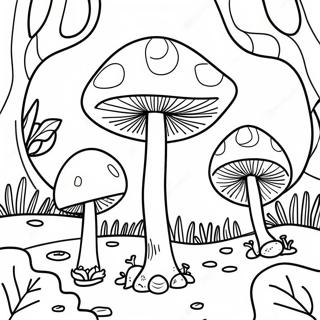 Färgglad Psykedelisk Svamp Skog Målarbok | Psykedelisk Svamp målarbild