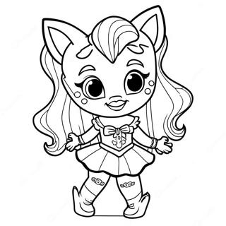 Clawdeen Wolf i Spooky Outfit Målarbok | Clawdeen Wolf Monster High målarbild