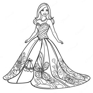Barbie i en Glittrande Klänning Målarbild | Barbie och Ken målarbild