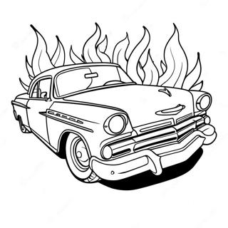Klassisk Low Rider med Flammor Målarbild | Låg Rider målarbild