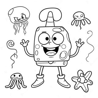 Glad SpongeBob med Manet Målarbild | SpongeBob och Patrick målarbild