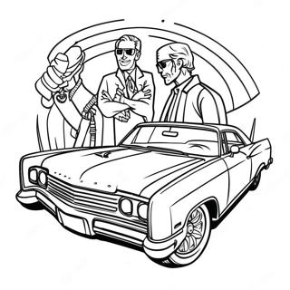 Klassisk Lowrider med Hydraulisk Upphängning Färgläggningssida | Lowrider målarbild