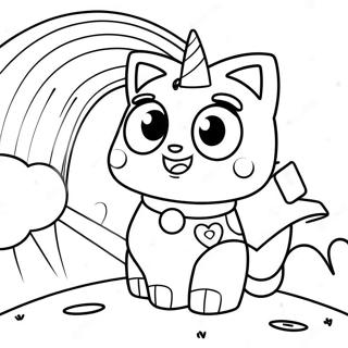Glad Unikitty i en Regnbåge Målarbild | Unikitty målarbild