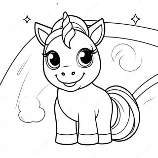 Unicornvalp med Regnbågshår Målarbok | Enhörningsvalp målarbild