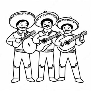 Färgglad Mariachi-band färgläggningssida | Hispansk arv målarbild